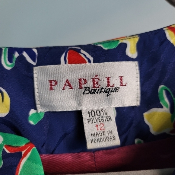 VTG Papéll Boutique Blue Bold Floral Button Up Top Blouse - Picture 3 of 8